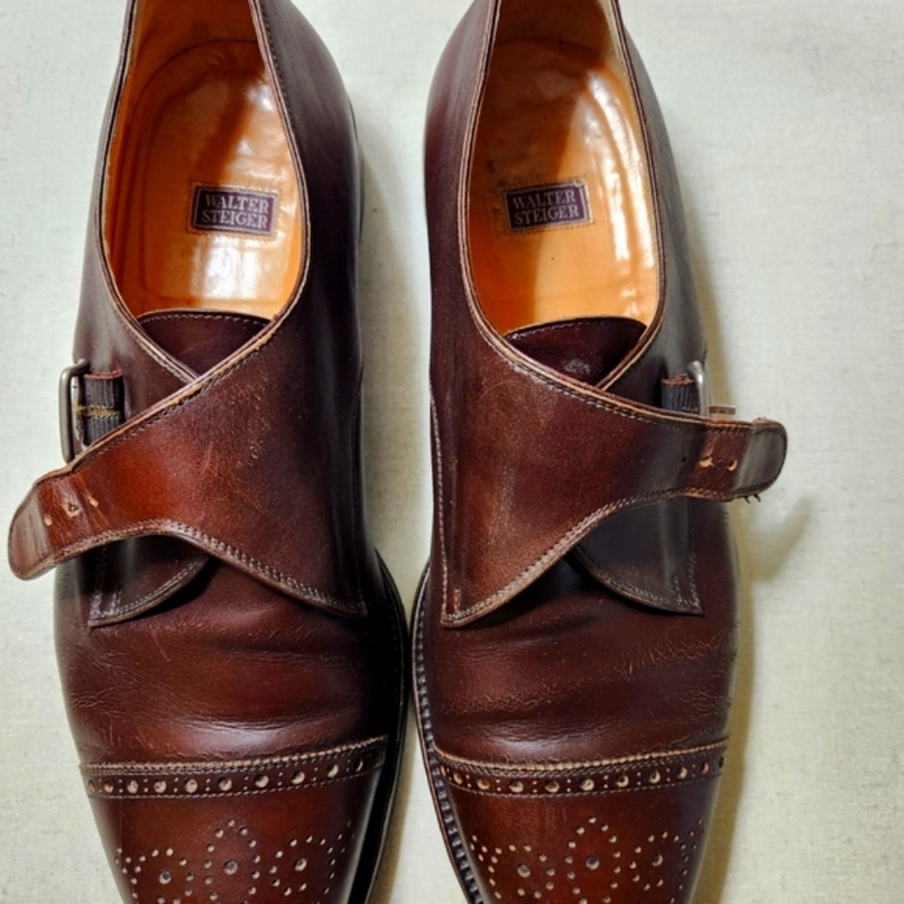 Walter Steiger Brown Leather Men's Shoes Size 11 Designer Footwear Classic. GUC
